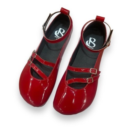 Mary Janes pieds nus en cuir verni par Blandy's