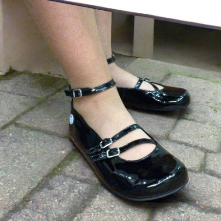 Mary Janes pieds nus en cuir verni par Blandy's